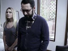 Pale blonde gal wins a chance to get her pussy fingered and nailed missionary