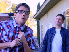 Wavy haired stunner sits her ass down on Tyler's big cock