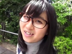 Frisky Japanese brunette is spreading up wide and getting fucked hard, by a group of guys