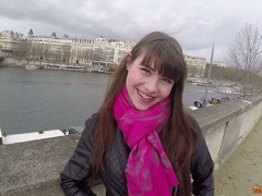 Dude hooks up with adorable white young chick on the street