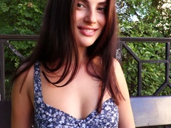 Buxom sexy girl Aliana takes a walk and goes solo after it a bit