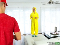 Lusty chick in Pikachu costume Freya Von Doom fucks kinky dude