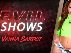 Cute soloing teen Vanna Bardot opens her little shaved pussy