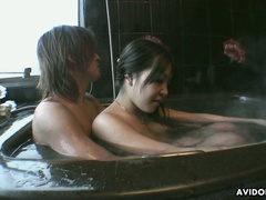 After getting her pussy masturbated Japanese Saki Ogasawara gives a good BJ