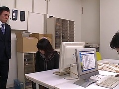 Asian office woman is feeling horny and obedient