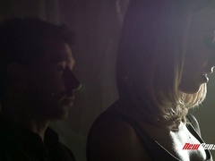 Horn-mad blondie sucks dude's toes while being fucked doggy hard enough